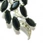 Large Black Navette Rhinestone Brooch Pin Coventry Rhinestone Jewelry Vintage Designer