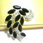 Large Black Navette Rhinestone Brooch Pin Coventry Rhinestone Jewelry Vintage Designer
