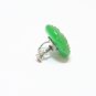 Green Bakelite Earrings Carved Thick Button Vintage Jewelry Screwback Retro Hippy Mod