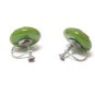 Carved Bakelite Earrings Green Button Screwback Vintage 1940s Jewelry Collectible Plastic
