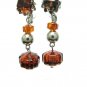 Art Deco Earrings Castlecliff Root Beer Tortoise Brown Silver 40's Designer Jewelry Screwback