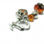 Art Deco Earrings Castlecliff Root Beer Tortoise Brown Silver 40's Designer Jewelry Screwback