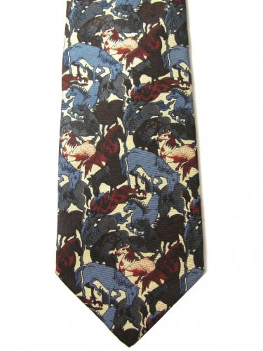 Mens Silk Tie Horse Theme MET Metropolitan Museum Of Art Designer Necktie Running Horses Equestrian