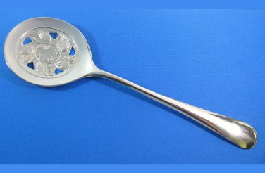 Silver Plated Serving Spoon Vintage Leona Italy Pierced Floral Vegetable Tomato Dining Kitchen