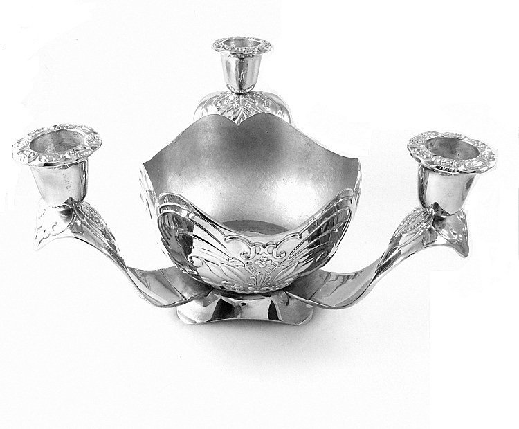 Godinger Silverplated Candle Holder 3 Tapers Bowl Centerpiece Table Decor Holiday Serving 1991