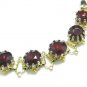 Ruby Red Rhinestone Vintage Bracelet Lisner Chaton Faceted Gold Bookchain Designer Fashion Jewelry
