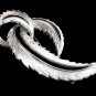 60's Silver Feather Brooch Lapel Hat Pin Sarah Coventry Textured Natural Large Vintage Jewelry