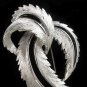 60's Silver Feather Brooch Lapel Hat Pin Sarah Coventry Textured Natural Large Vintage Jewelry
