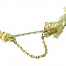Puppy Mom Dog Stick Pin Hat Lapel Vintage Avon Gold Playful Tugging Animal Pet Jewelry 70s