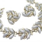 Kramer Gray Thermoset Rhinestone Necklace Earrings Vintage Gold Choker Clip On Retro Mod Jewelry