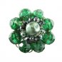Kramer Green Confetti Bead Necklace Earrings Glitter Nugget Pearl Double Strand Retro Mod 50s