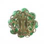 Kramer Green Confetti Bead Necklace Earrings Glitter Nugget Pearl Double Strand Retro Mod 50s