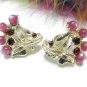 Raspberry Pearl Rhinestone Earrings Gold Star Chicago Vintage Jewelry Clip-on Retro Mod