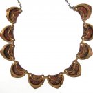 Matisse Renoir Copper Necklace 27.5 Retro Mod Enamel Speckled Orange Black Red Vintage Jewelry