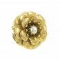 Coro Vintage Flower Brooch Lapel Pin Gold Faux Pearl Layered 40s Retro Mod Jewelry