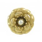 Coro Vintage Flower Brooch Lapel Pin Gold Faux Pearl Layered 40s Retro Mod Jewelry