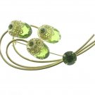 Juliana DeLizza Elster Green Rhinestone Brooch Lapel Pin Large Gold Coventry 70s Designer Jewelry