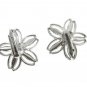 Mod Flower Black Jet Rhinestone Earrings Clip On Vintage Silver Daisy Coventry 60s Jewelry