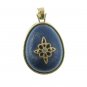 Dark Blue Egg Pendant Royal Impressions Avon Gold Rhinestone Maltese Cross 80s Vintage