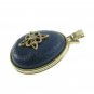 Dark Blue Egg Pendant Royal Impressions Avon Gold Rhinestone Maltese Cross 80s Vintage