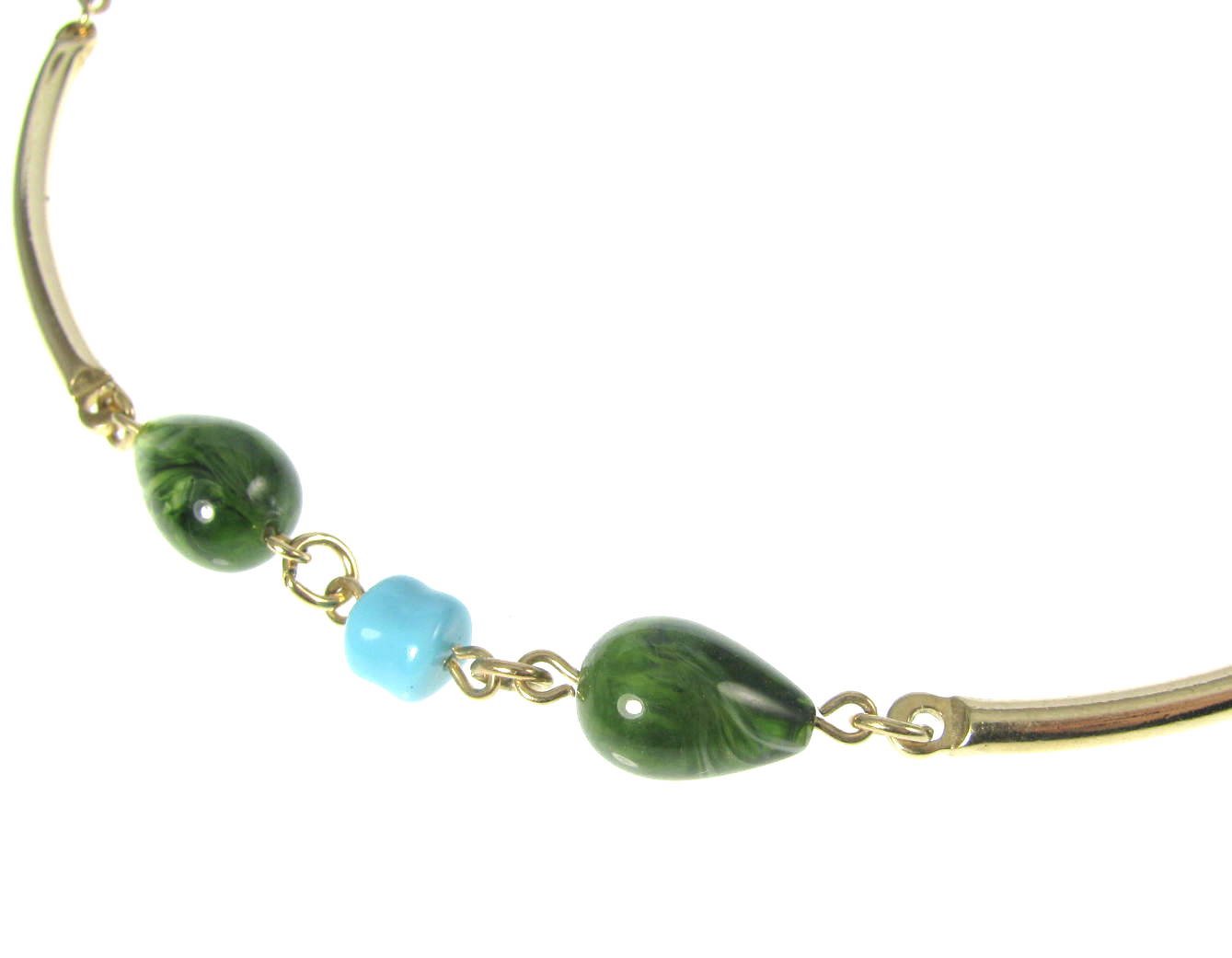 Sarah Coventry Gold Tone Jade Necklace Turquoise Bead 1970s Oriental ...