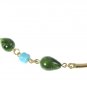 Sarah Coventry Gold Tone Jade Necklace Turquoise Bead 1970s Oriental Mood Vintage Jewelry