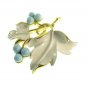 Leaf Brooch Pin Earrings Coventry White Enamel Robins Egg Blue Gold 60s Fashion Jewelry Vintage
