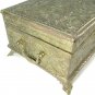 Large Brass Jewelry Box Case India Vintage Ornate Scroll Decorative Red Velvet Storage Display