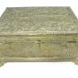 Large Brass Jewelry Box Case India Vintage Ornate Scroll Decorative Red Velvet Storage Display