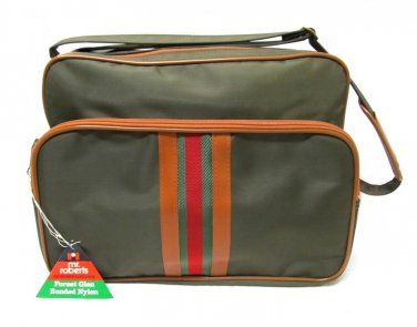 Mr Roberts Vintage Luggage Carry On Travel Bag Olive Green Army Tan 1979 NWT