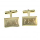 PGA Initial Cufflinks Vintage 12k Gold Filled Rectangle Ballou Mens Jewelry