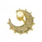 Gold Crescent Vintage Earrings Pearls Relief Leaf Vine Flower Screw Back