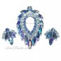 Blue Lagoon Rhinestone Brooch Earrings Juliana DeLizza Elster Coventry 60s Jewelry Prom Formal