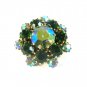 Emerald Green Rhinestone Earrings Kramer Vintage AB Peridot Gold Clip 1950s Designer Jewelry