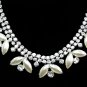 Weiss Rhinestone Pearl Necklace Large Choker 1950s Vintage Flower Double Strand Silver