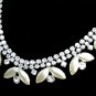 Weiss Rhinestone Pearl Necklace Large Choker 1950s Vintage Flower Double Strand Silver