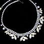 Weiss Rhinestone Pearl Necklace Large Choker 1950s Vintage Flower Double Strand Silver
