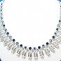 Lisner Rhinestone Necklace Earrings Bracelet AB Blue Silver Retro Mod Fashion Designer Parure