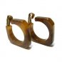 Chunky Bakelite Earrings Art Deco Brown Tortoise Marble Square Mod Clip On