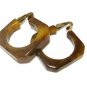 Chunky Bakelite Earrings Art Deco Brown Tortoise Marble Square Mod Clip On
