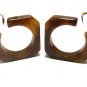 Chunky Bakelite Earrings Art Deco Brown Tortoise Marble Square Mod Clip On