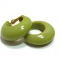 Olive Avocado Green Bakelite Hoop Earrings Clip-on Vintage Retro Mod Chunky