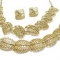 Lisner Retro Mod Jewelry Set Gold Leaf Palm Necklace Earrings Bracelet Parure Designer Vintage
