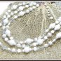 Lisner Milk Glass Bead Necklace Three Strand Crystal AB Choker Flower Bumpy 17 Inch