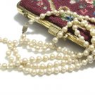 Flapper Faux Pearl Necklace Vintage Glass Beads 35.5 Inch Warm Golden Long Strand