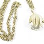 Coventry Large Pearl Drop Pendant Necklace Earrings Faux Gold Baroque Petals Vintage