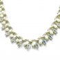 Kramer AB Rhinestone Choker Necklace Pearl Brushed Gold Marquise 15" Bridal Formal Designer Vintage