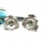 Sarah Coventry 1950s Silver Rhodium Flower Earrings Black Diamond Rhinestone Clip On Vintage Jewelry