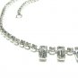 Kramer Diamond Look Rhinestone 60s Necklace Case Emerald Cut Choker Elegant Prom Formal Bridal 15"