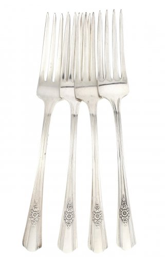 International Silver Wm Rogers Dinner Forks Desire Silverplated 1940 Flatware Flower Lot